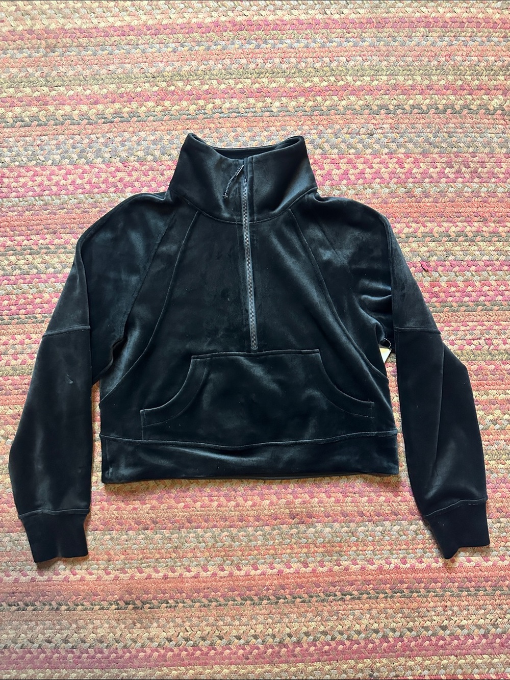 NWT LULULEMON Black VELVET SCUBA OVERSIZED Half-Zip Pullover